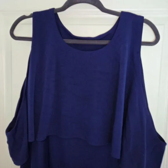 Cold Shoulder Navy Blue Womens Dress - Picture 2 of 6